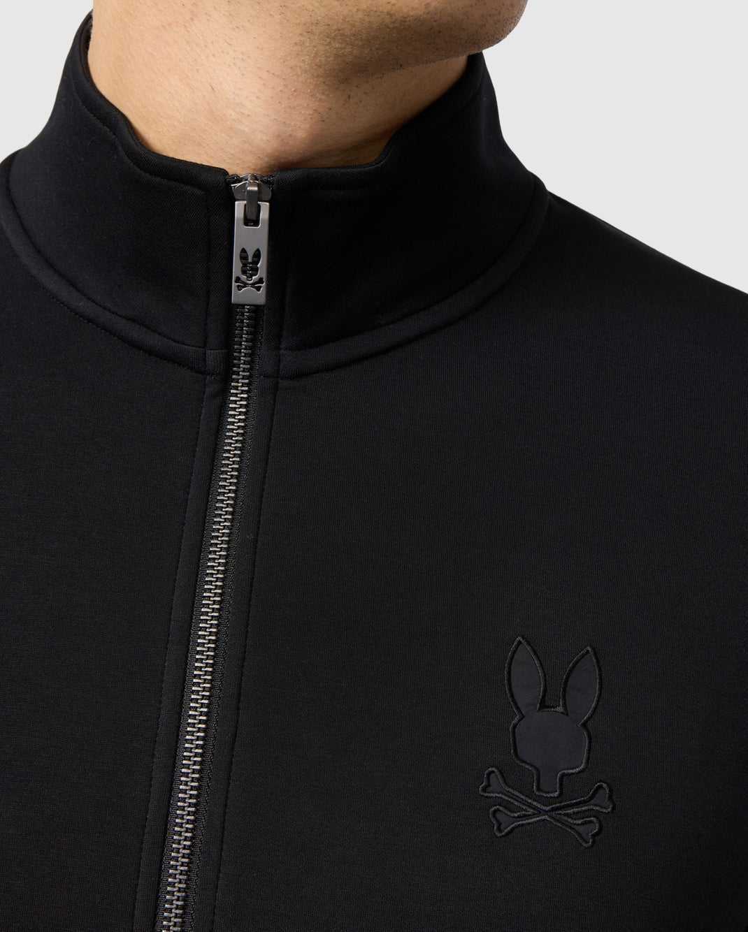 Sweat a Capuche Psycho Bunny Lyons High Collar Full Zip Noir Homme | HPJ-61956334